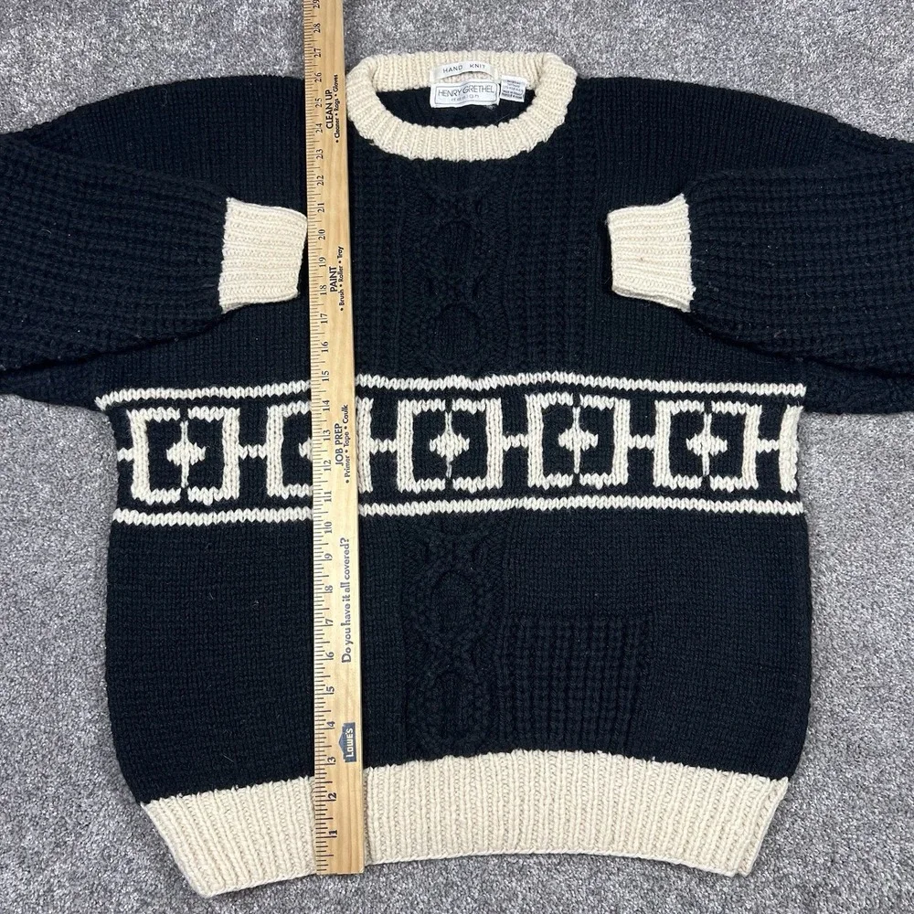 Vintage 80s Henry Grethel Shetland Wool Sweater Fair Isle Chunky Geometric Men M
